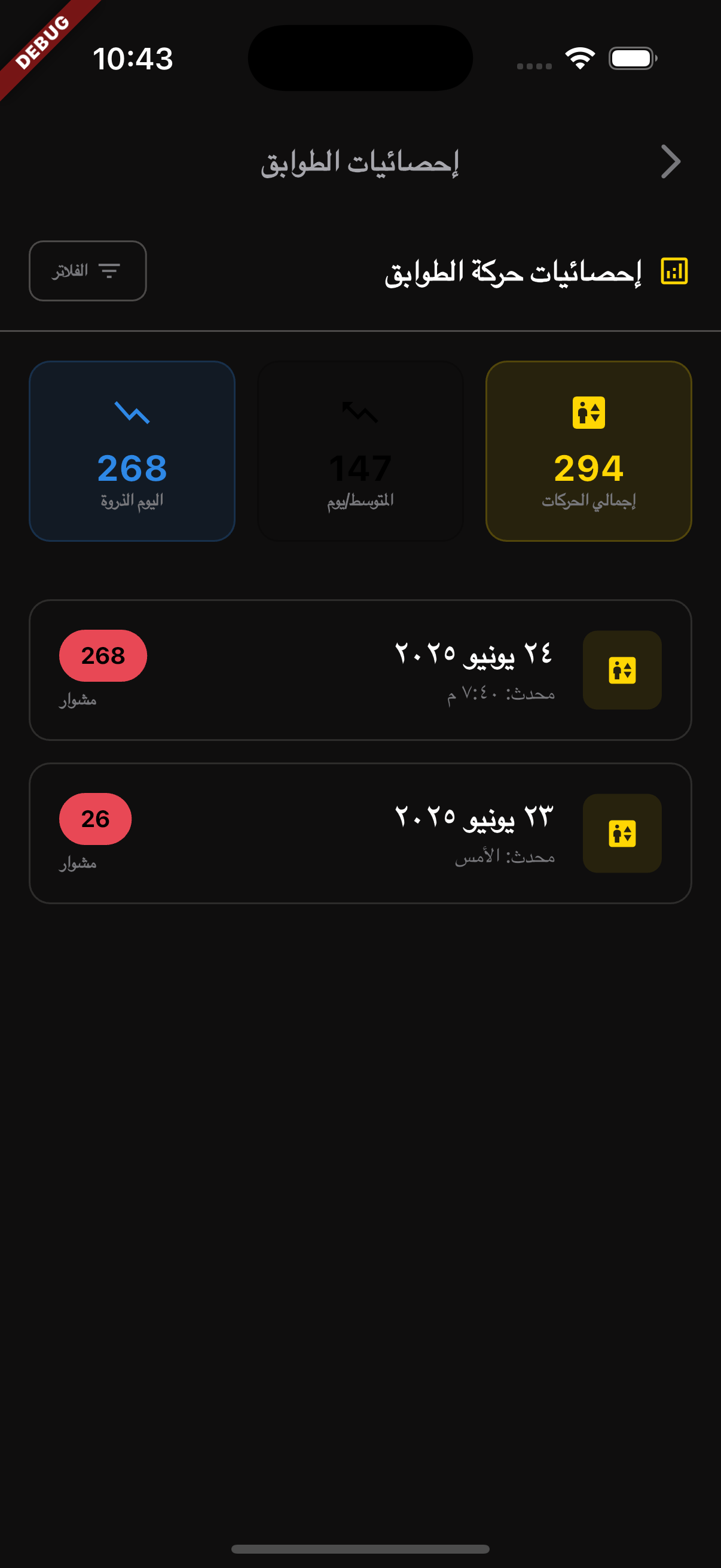 Live tracking of elevator travels